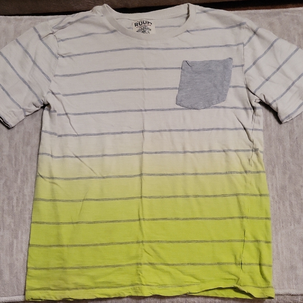Ruum White and Yellow Striped Short Sleeve Tee